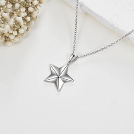 SHEAISRS Star Necklace for Women Sterling Silver Jewelry for Women Star Shaped Five Stars Charm Necklace for Teens Daughter Women