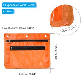 PATIKIL Expandable Pencil Pouch for 3 Rings Binder, 2 Pack Oxford Cloth Large Capacity Zipper Binder Pouch Pencil Case for Office Home, Orange