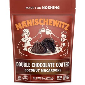 Manishewitz Double Chocolate Coated Coconut Macaroons 8oz, Resealable Bag, Dairy Free, Gluten Free, Kosher (including Passover)