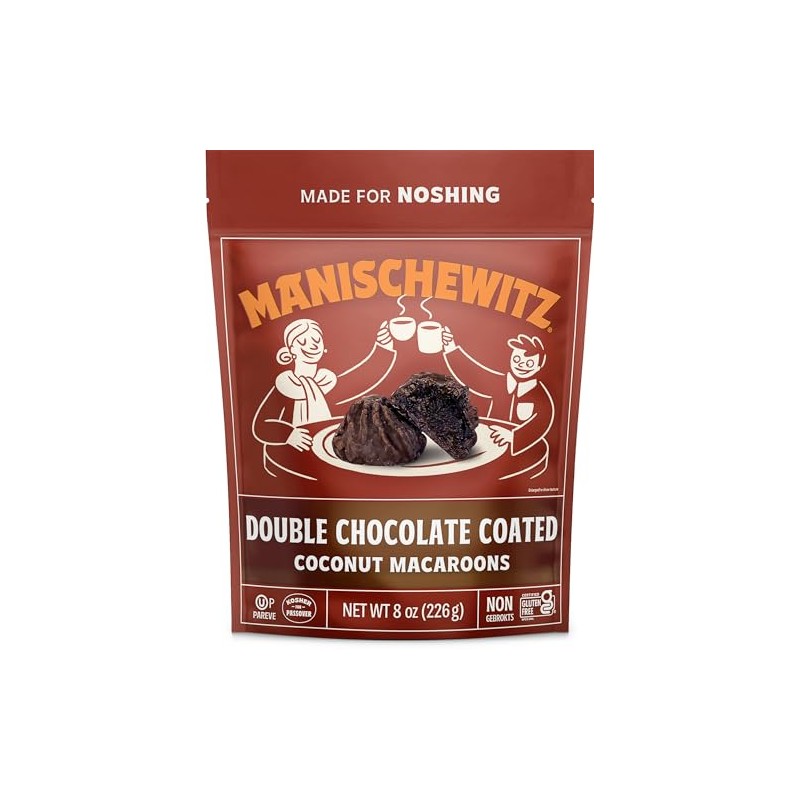 Manishewitz Double Chocolate Coated Coconut Macaroons 8oz, Resealable Bag, Dairy