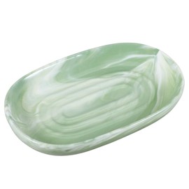 Bochino Handcrafted Fancy Ceramic Soap Dish, Decorative Soap Holder with Unique Marble Textures,Non-Slip Soap Bar Holder for Bathroom and Kitchen (Green)