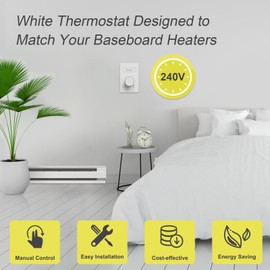 2 PCS 240 V Only 4-Wire Manual Electric Baseboard Heater Thermostat for Home, YeloDeer