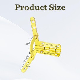 4 Pcs 90 Degree Box Hinges, Heavy Duty Rust-Resistant Jewelry Box Hinges with Mounting Screws, Antique Gold Hardware for Wooden Box, Wine Box, DIY Furniture Projects