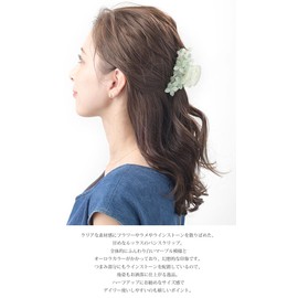 VingTAINE Hair Claw H7781-MI- Hair Clip, Flower, Marble, Small Flowers, Clear, Hair Accessories, Adult Casual, Gift