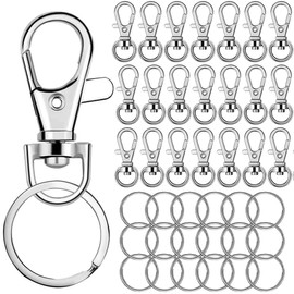 YEFAF Pack of 50 Key Ring Rings Small Twist Clasps and Key Rings 25 mm Key Ring Carabiner for Hanging Crafts Jewellery Making