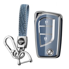 KUNIO Key Case Cover Fits Toyota Yaris Aygo Fits Peugeot 108 Fits Citroen C1 TPU Folding Car Key Case Key Case Key Case Protection 2 Buttons Grey