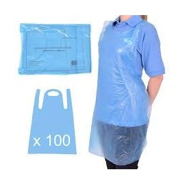 PREMIUM QUALITY 100x Blue Disposable Aprons for Adults - Waterproof Apron Pack - Plastic Aprons Medical Virus Protection - PPE Aprons Disposable - Throw Away Single Use Aprons