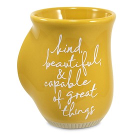 Lighthouse Christian Products Kind, Beautiful, And Capable Of Great Things Yellow 20 Ounce Ceramic Handwarmer Mug