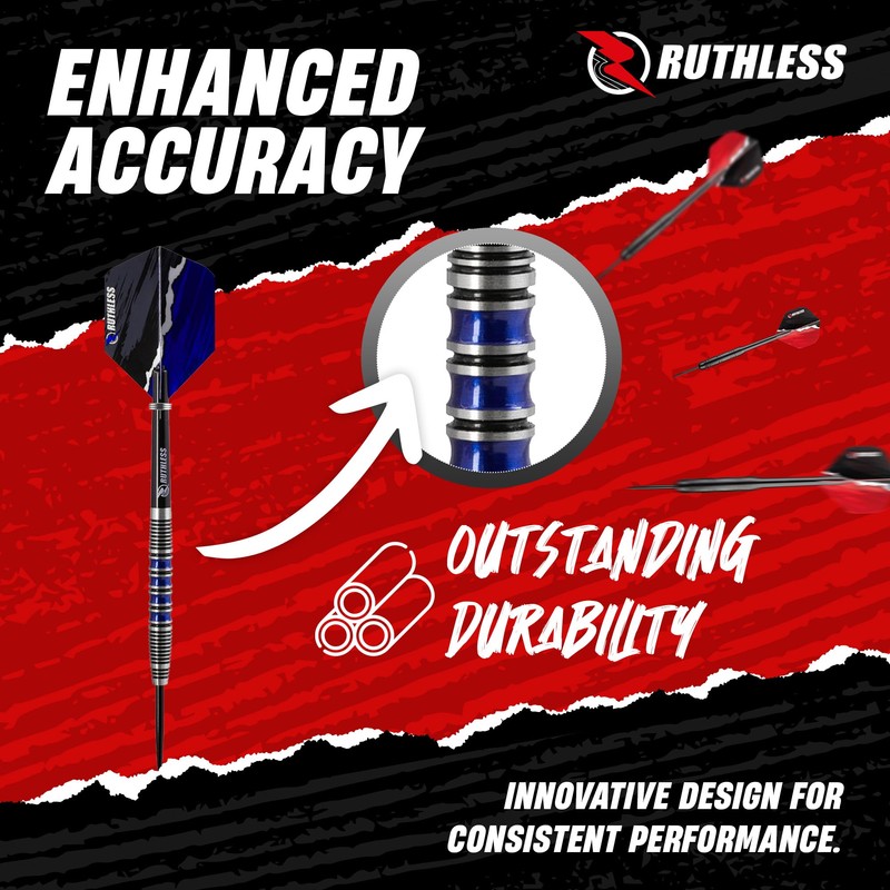 RUTHLESS Blue Falcon Professional Tungsten Steeltip Darts Set in 23g