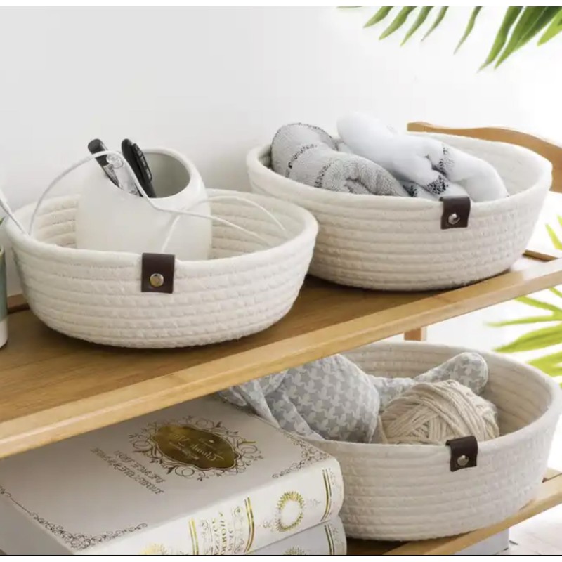 ASTER HOME Multipurpose Cotton Storage Baskets - Set of 3