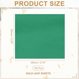 PATIKIL Gold Leaf Sheets for Art 8.5x9.5cm, 100 Pcs Gold Foil Sheet Metallic Leaf Papers for DIY Crafts Resin Furniture Nails Paintings Home Decoration, Blue Green