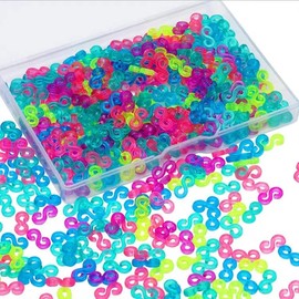 500 Pieces S Clips Rubber Band Clips Plastic Connectors Refills Kit Clip for Loom Bracelets (Colour)