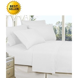Celine Linen Best, Softest, Coziest Bed Sheets Ever! 1800 Thread Count Egyptian Quality Wrinkle-Resistant 3-Piece Sheet Set with Deep Pockets 100% Hypoallergenic, Twin White