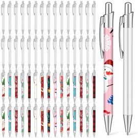 Yexiya Sublimation Pens Blank Heat Transfer Pen Sublimation Ballpoint Pen with Shrink Wrap White Aluminum Customized Clip Pen School Supplies for Christmas Office School Stationery Supplies (30 Pcs)