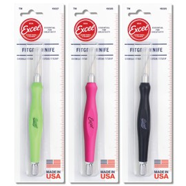 Excel Blades Fit Grip Knife - Made in the USA - Light Duty Cutting Tool For Precision Cutting & Trimming - 3 Pack, Assorted Colors