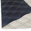 Black Faux Leather Quilted Fabric Double Diamond White Stitch Fluted