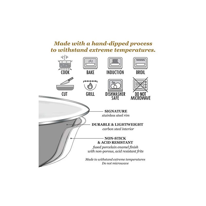 Golden Rabbit Enamelware Catering Bowl, 5 quart, Aspen Grove