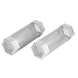2Pcs 6in Stainless Steel BBQ Grill Smoker Tube Portable Barbecue Smoke Generator Mesh Tube Pellets Smoke Box Barbecue Accessory(2#)