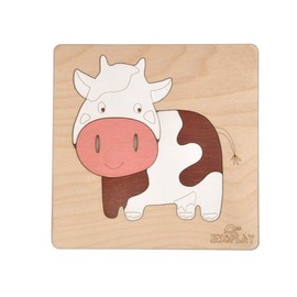 Happy Cow Wooden Puzzle for Kids | 5 Piece Jigsaw Puzzle for Preschool Kids | Learning Educational Toys Gifts for Boys Girls Ages 3+ Years.