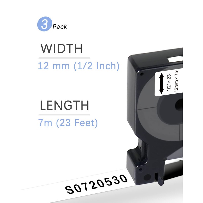 UNOKA A45013 Label Tape Compatible for Dymo Black on White