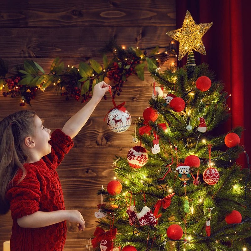 DTYDECLE Christmas Tree Star Topper, Xmas Glittered Gold Hollow Star