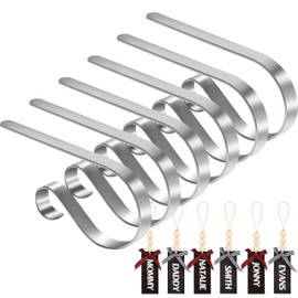 Palonu 8 Pack Christmas Stocking Holders for Mantle, Metal Stocking Hooks with Non-Slip Pads, Multi-uses Stocking Hangers Clips for Xmas Ornaments, Tables Window Fireplace Mantle Decoration