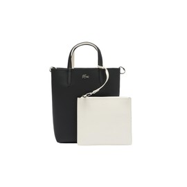 Lacoste Women's Anna Vertical Reversible Tote Bag, Black/Beige, One Size