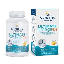 Nordic Naturals Nordic Naturals Ultimate Omega-D3, Lemon Flavor - 120 Soft Gels - 1280 mg Omega-3 + 1000 IU Vitamin D3 - Omega-3 Fish Oil - EPA & DHA - Promotes Brain, Heart, & Immune Health - 60 Servings