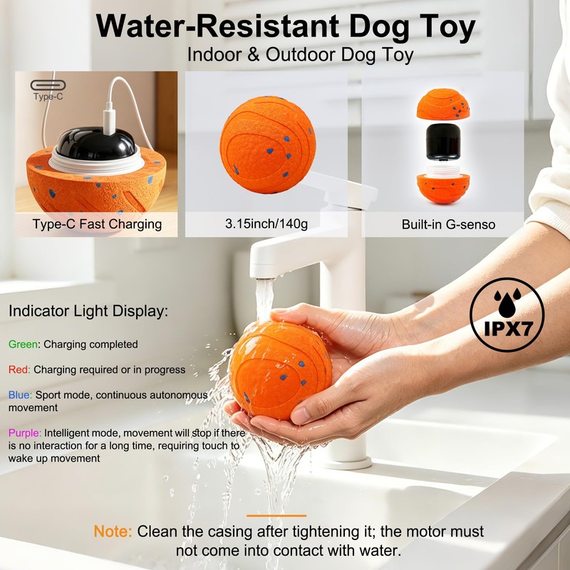 Automatic Interactive Dog Ball - Self Moving Toy for Medium