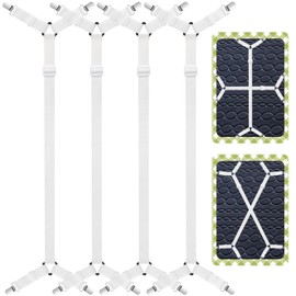 Maxqzin 4Pcs Sheet Straps, Bed Sheet Straps Adjustable Bed Sheet Holder for Corners Black Elastic Mattress Cover Holder Fasteners for All Bed Sheets