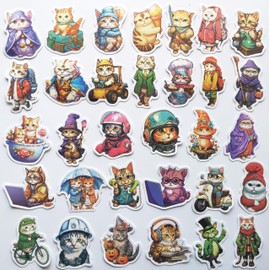 50Pcs Cute Cat Stickers Kawaii Cat Decal Funny Bumper Sticker Pet Graphics for Laptops Suitcase Waterbottle Luggage