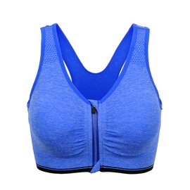 Women's Zip Front Sports Bra Wireless High Impact Active Yoga Sports Bras (S:Fit 30A,30B,30C,32A, 2 Pack(Blue+Purple))