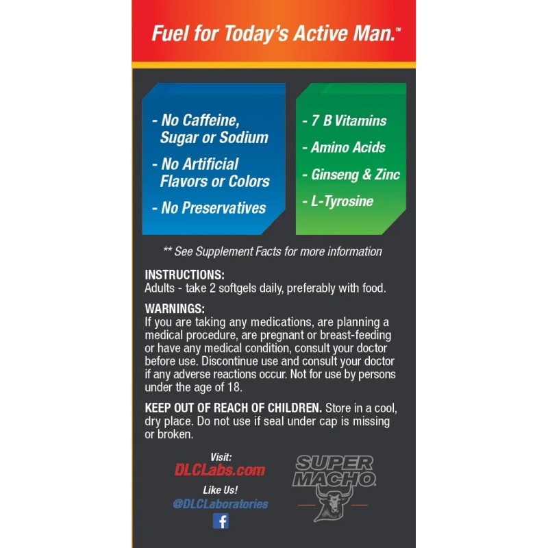 Super Macho with Zinc, Ginseng and High Potency B Vitamins,