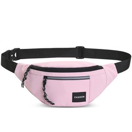 Hiking and Running Waist Packs, Waterproof Waist Bag, Portable Shoulder Bag, Adjustable Crossbody Bag with Multiple Compartments, Waist Pack for Camping, Travel Outdoor (Pink)