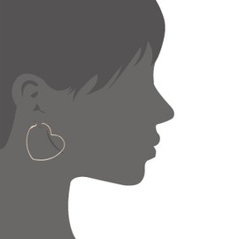 Heart Shaped Gold or Silver Rhodium Plated Hoop Statement Earrings for Womens, Metal