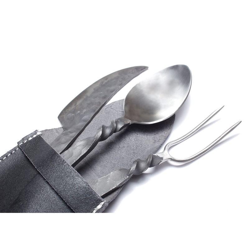 Handforged Medieval Cutlery Set - Stainless Steel Knife, Fork and