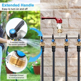 Anderlax wasserverteiler 4 Wege, Messing Wasseranschluss verteiler, Verlängerter Griff 3/4 Zoll Adapter mit 4 Stück 3/4 Zoll auf 1/2 Zoll Hahnanschluss für Haus, Hof/Waschmaschine