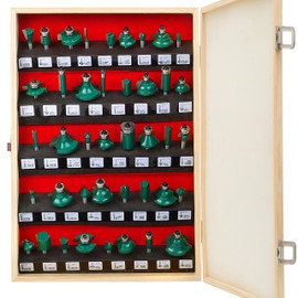 TAIWAIN Router Bit Set 1/4 Inch Shank 41PCS, Cabinet Panel Wood Milling Cutter ,Rail &Stile Woodworking Miter Carbide CNC Router Bits Sets Cutting Tool for Drawer Door Surfacing(SFV2)