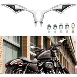 Nifeida 8mm/10mm Motorcycle Spear Blade Rearview Side Mirrors, Chrome Motorcycle Cruiser Blade Mirrors fit for Harley Cruiser Chopper Sportbike Dyna Softail Street Bike Scooter Dirt Bike, Pair