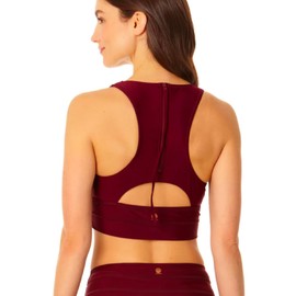 Coppersuit Women's Standard Banded Halter Longline Bra Swim Top, Merlot