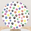Renaiss 7x7ft Pet Paws Round Backdrop Cover Cat Dog Footprints