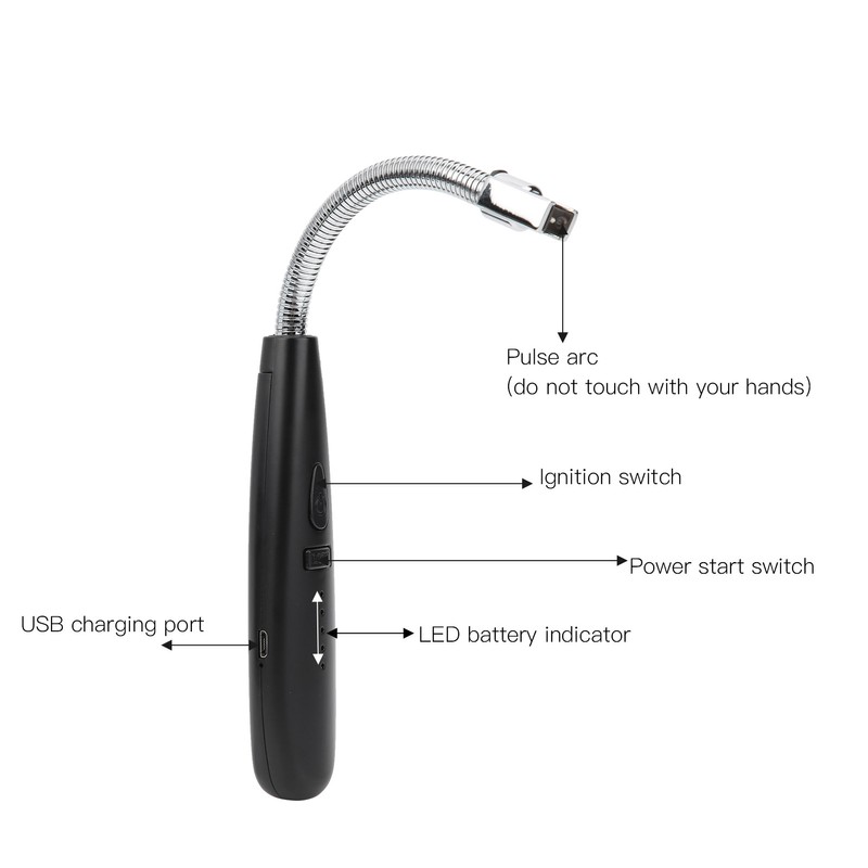 Power Display Pulse Lighter Metal Hose USB Charging Electric Lighter