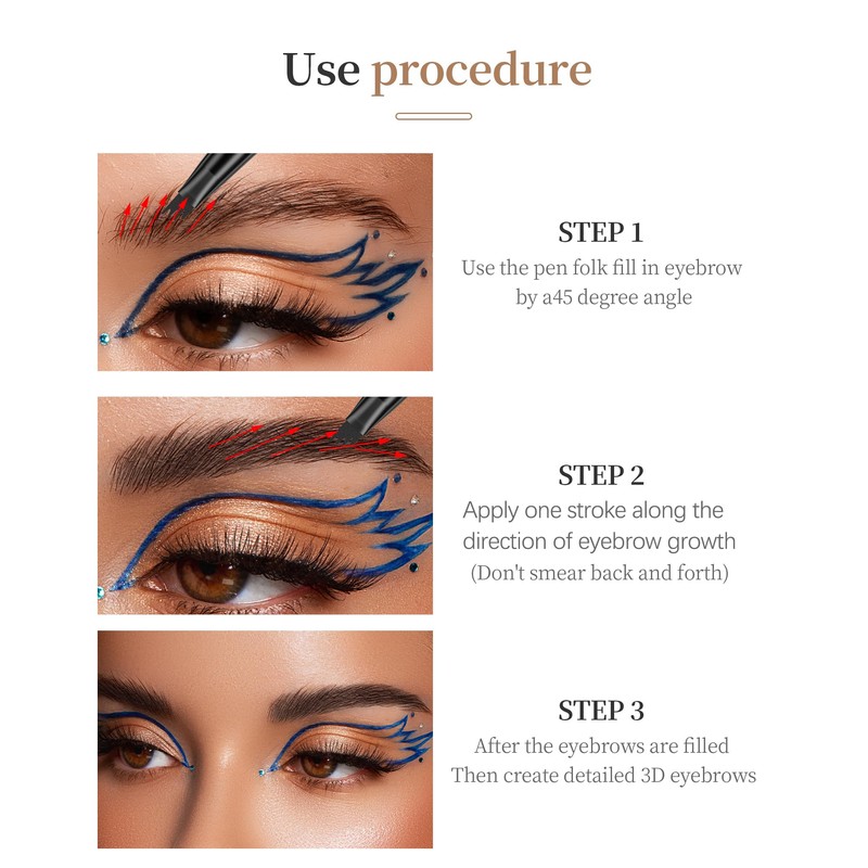 9708 2-Tip Double-Ended Eyebrow Pen, 2-in-1, with Eyebrow Brush. Waterproof