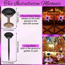 Retisee 4 Pack Christmas Projector Lights Outdoor LED Snowflake Solar Pathway Decorations Waterproof Solar Lights for Outdoor Garden Yard Patio Xmas Decor