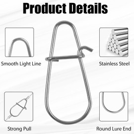 50/100pcs Fishing Duo Lock Crankbait Snap Clips, Quick Snaps Fast Speed Clips Connector for Freshwater Saltwater Fishing (2# 50pcs)