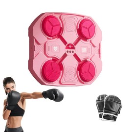 Smart Music Trainer, 1 Set Electronic Body Boxing Trainer & 1 Pair Gloves, Shock Absorbing Boxing Equipment Set, Gym Equipment, Music Boxing Machine - Color: Baby Pink, Specification: 1 Set