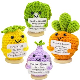 Lowealuk Positive Crochet Gift Set - 4pcs Inspirational Gifts for Friends Coworkers, Employee Appreciation Gifts, Graduation Gift, Emotional Support Crochet, Office & Home Decoration