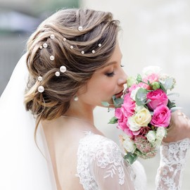 AOZUO 15 Pcs Pearl Bobby Pins, Gold Pearl Hair Pins Elegant Pearl Hairpins in 3 Size Wedding Hair Clip Barrettes Hair Accessories for Brides Bridesmaid Women Girls