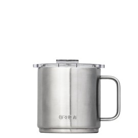 ORCA Camper 16oz | Temperature Insulated, Durable Mug with Handle, Portable Cup with a Clear Lid — Stainless Steel