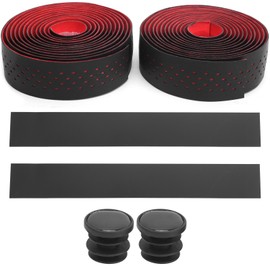 Punching Style 1Pair Road Bike Handlebar Tapes NonSlip Bicycle Handle Bar Wrap Belt(Black Red )